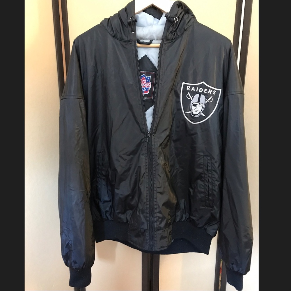 vintage raiders fleece lined windbreaker